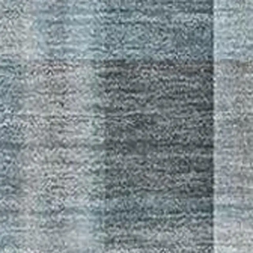 Teal And Ivory Plaid Washable Area Rug With UV Protection Photo 3