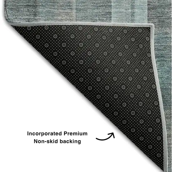 Teal And Ivory Plaid Washable Area Rug With UV Protection Photo 9