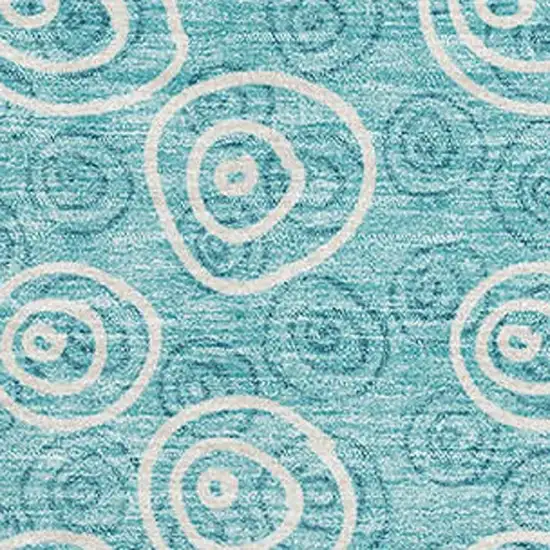 Teal And Ivory Polka Dot Washable Area Rug With UV Protection Photo 3