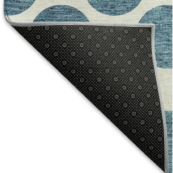 Teal And Ivory Polka Dot Washable Area Rug With UV Protection Photo 5