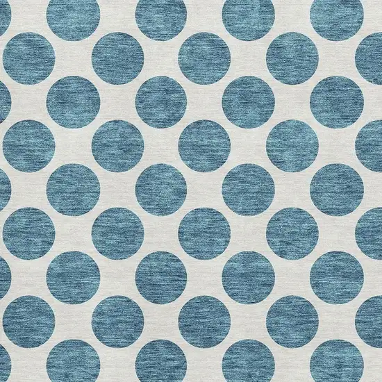 Teal And Ivory Polka Dot Washable Area Rug With UV Protection Photo 2