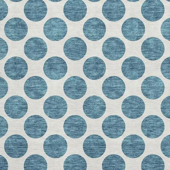 Teal And Ivory Polka Dot Washable Area Rug With UV Protection Photo 2