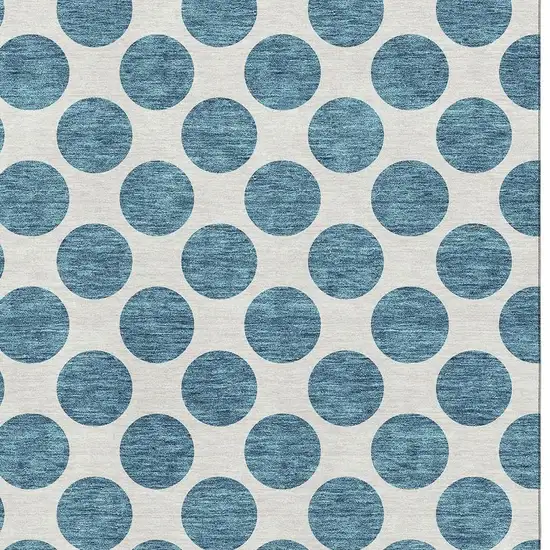 Teal And Ivory Polka Dot Washable Area Rug With UV Protection Photo 2