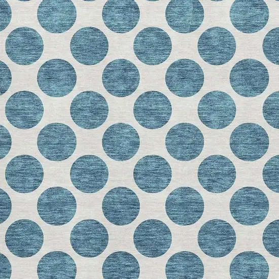 Teal And Ivory Polka Dot Washable Area Rug With UV Protection Photo 2