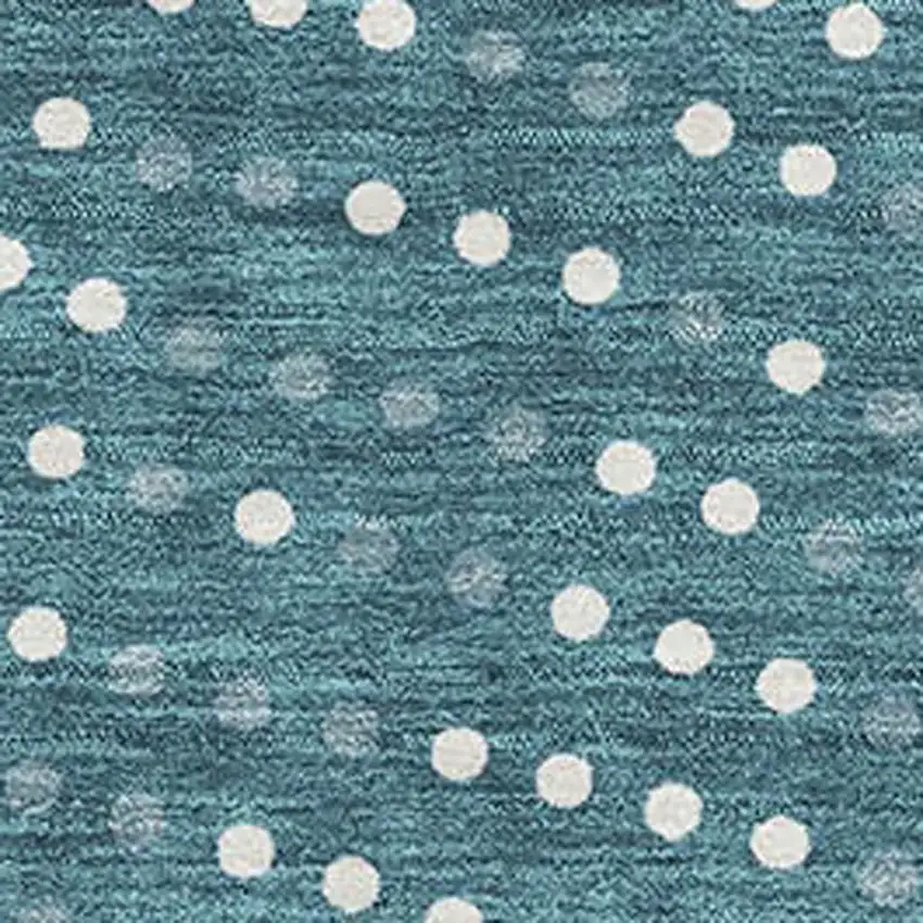 Teal And Ivory Polka Dot Washable Area Rug With UV Protection Photo 2