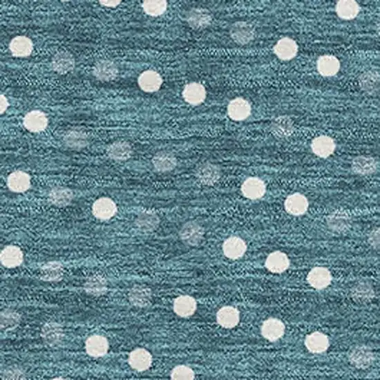 Teal And Ivory Polka Dot Washable Area Rug With UV Protection Photo 2