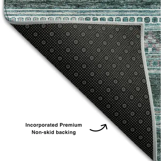 Teal And Ivory Southwestern Washable Area Rug With UV Protection Photo 5