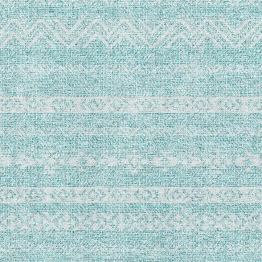 Teal And Ivory Southwestern Washable Area Rug With UV Protection Photo 3