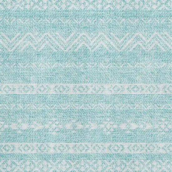 Teal And Ivory Southwestern Washable Area Rug With UV Protection Photo 3