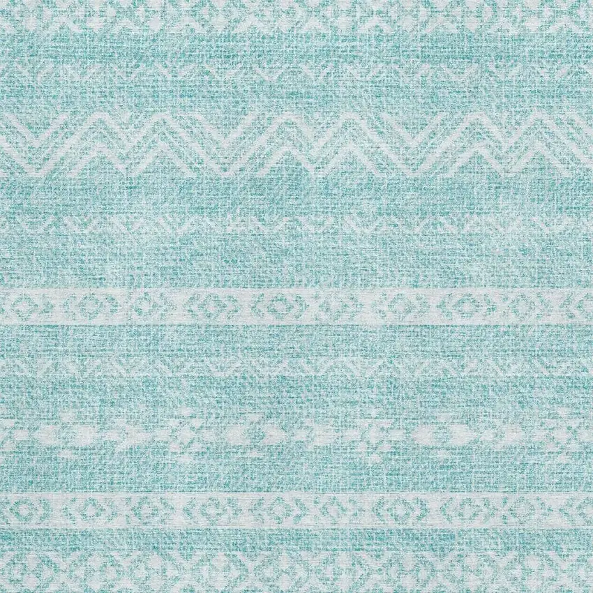 Teal And Ivory Southwestern Washable Area Rug With UV Protection Photo 3