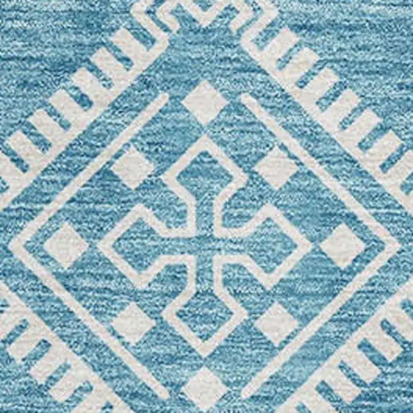 Teal And Ivory Southwestern Washable Area Rug With UV Protection Photo 3
