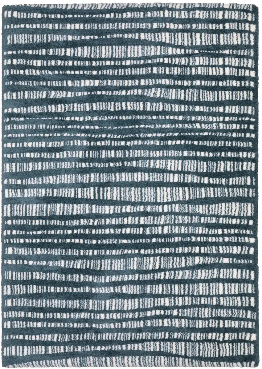 Teal And Ivory Striped Distressed Area Rug Photo 9