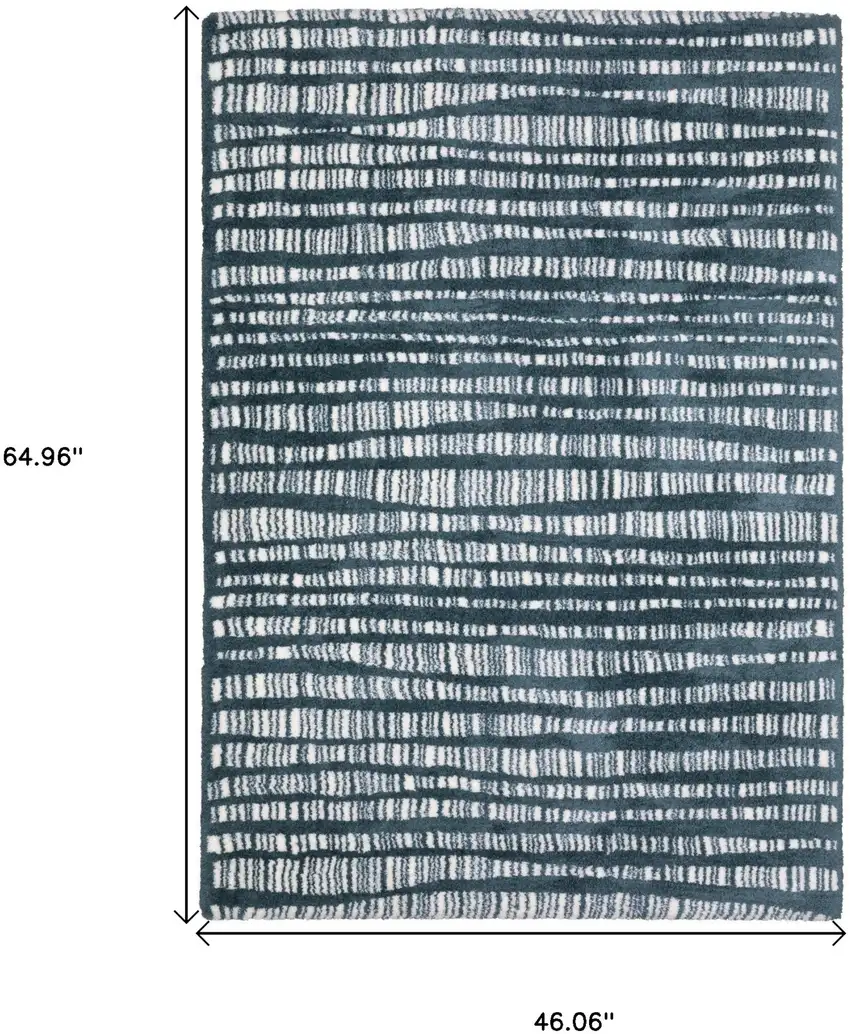 Teal And Ivory Striped Distressed Area Rug Photo 3