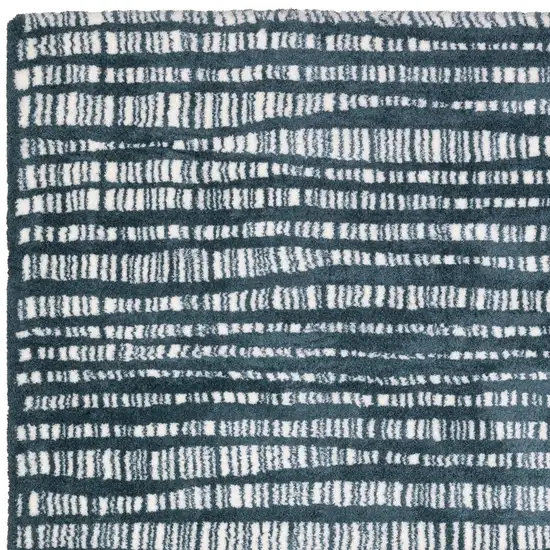 Teal And Ivory Striped Distressed Area Rug Photo 8