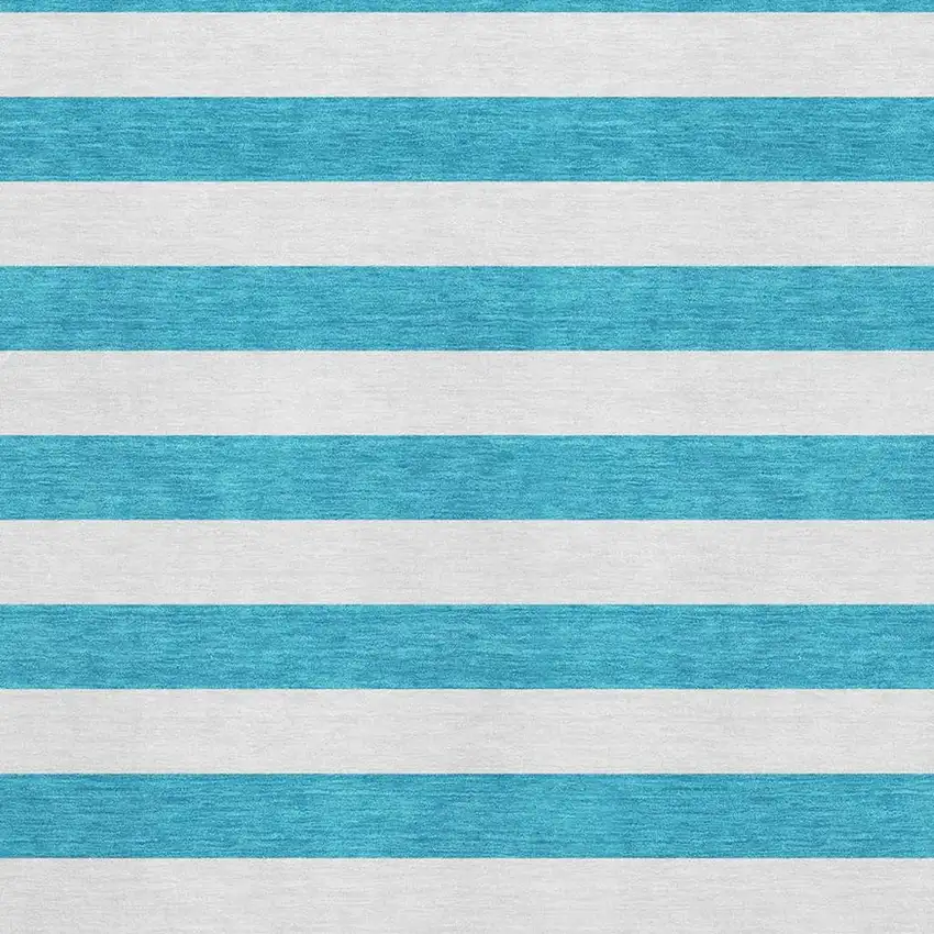 Teal And Ivory Striped Washable Area Rug With UV Protection Photo 4