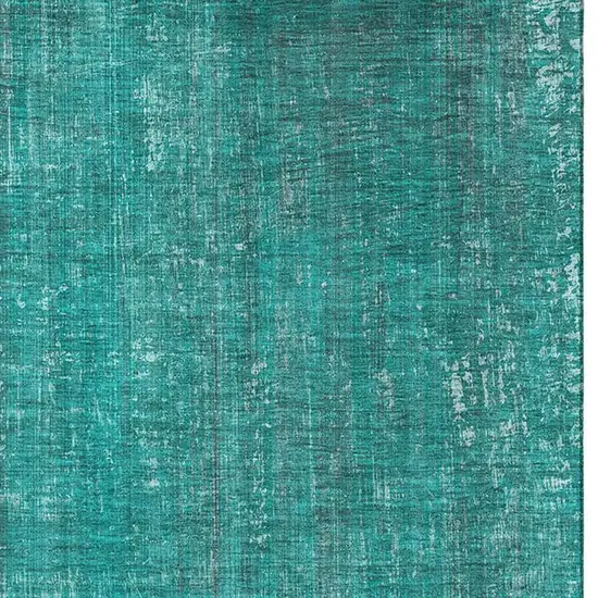 Teal And Ivory Striped Washable Area Rug With UV Protection Photo 3