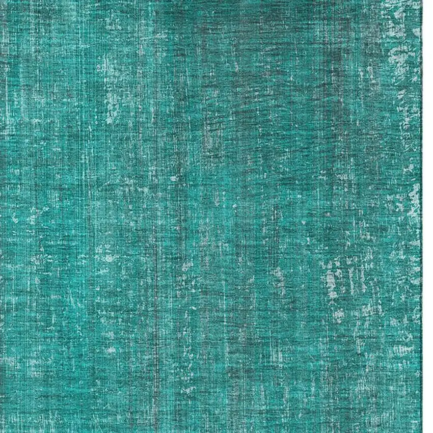 Teal And Ivory Striped Washable Area Rug With UV Protection Photo 3