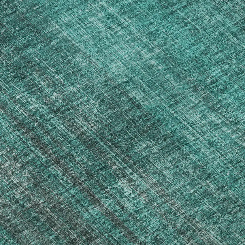 Teal And Ivory Striped Washable Area Rug With UV Protection Photo 3