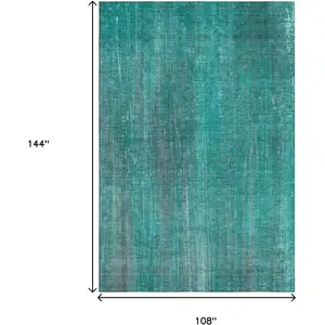 Photo of Teal And Ivory Striped Washable Area Rug With UV Protection