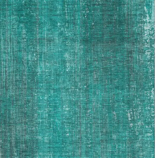 Teal And Ivory Striped Washable Area Rug With UV Protection Photo 7