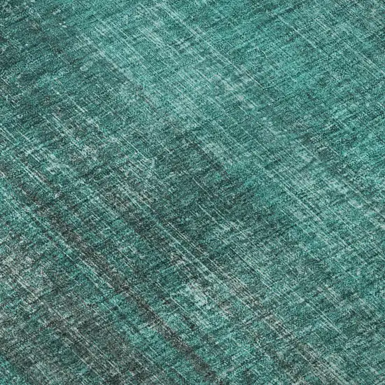 Teal And Ivory Striped Washable Area Rug With UV Protection Photo 9