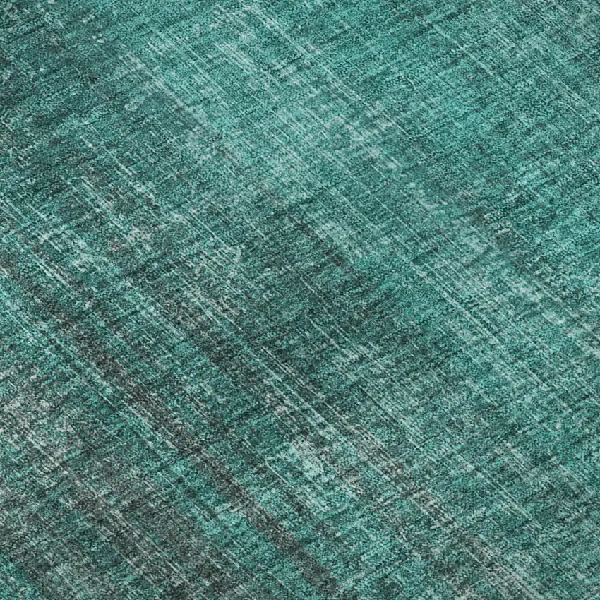 Teal And Ivory Striped Washable Area Rug With UV Protection Photo 9