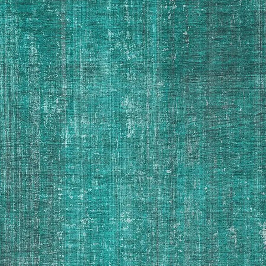 Teal And Ivory Striped Washable Area Rug With UV Protection Photo 6