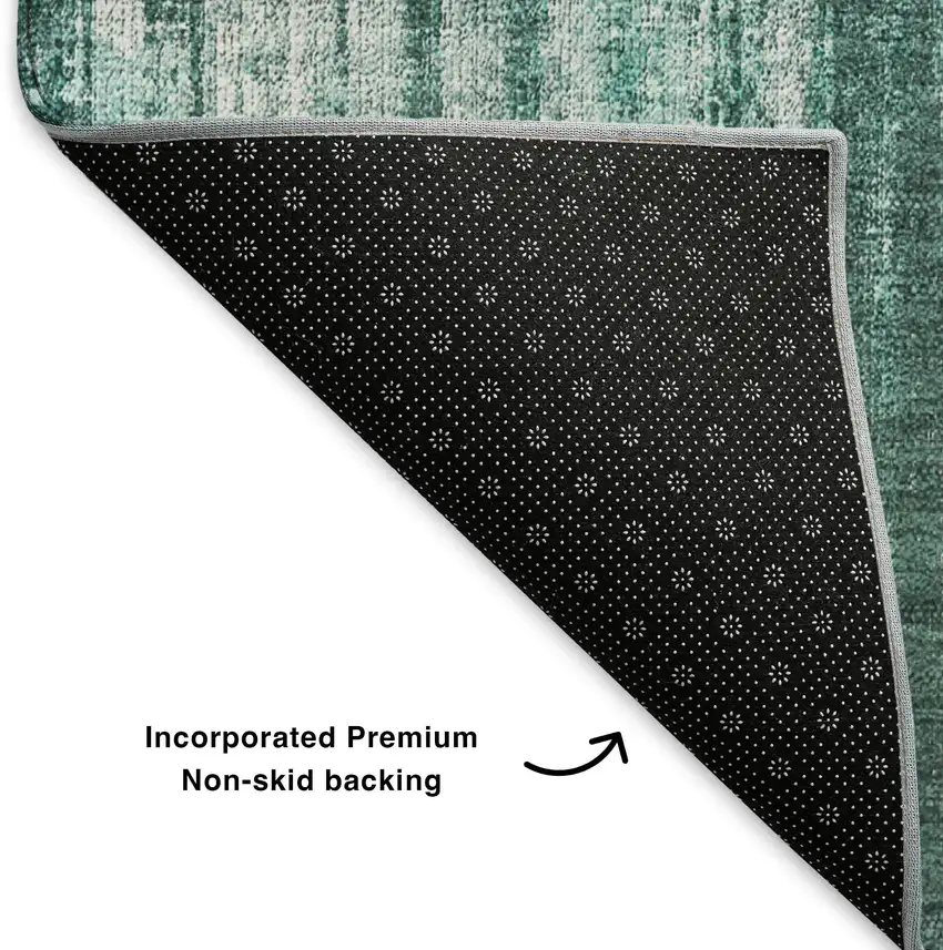 Teal And Ivory Striped Washable Area Rug With UV Protection Photo 4