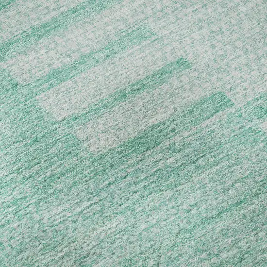 Teal And Ivory Striped Washable Area Rug With UV Protection Photo 9