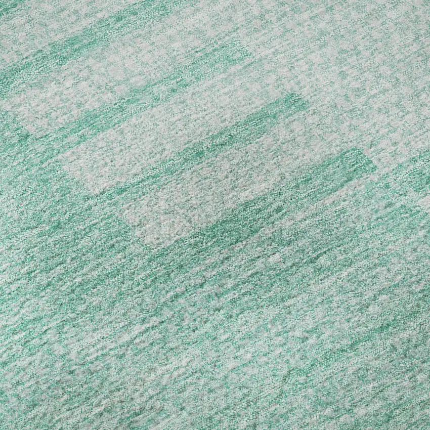 Teal And Ivory Striped Washable Area Rug With UV Protection Photo 9