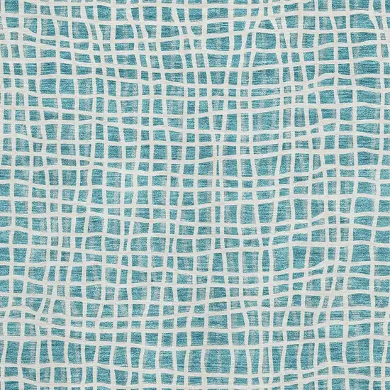 Teal And Ivory Striped Washable Area Rug With UV Protection Photo 3
