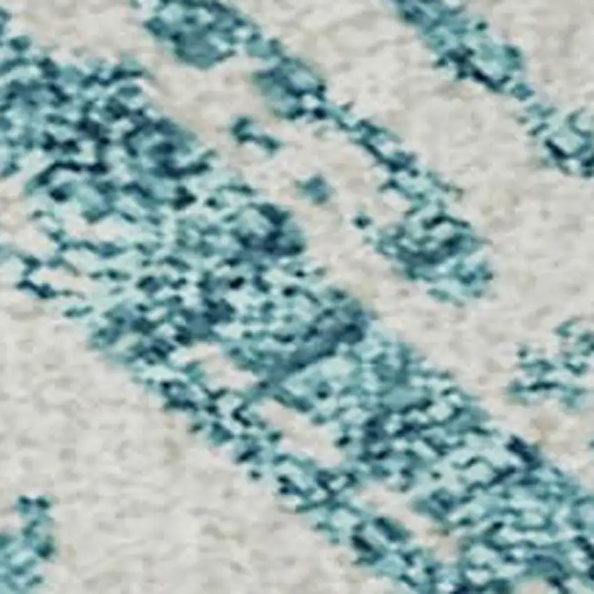 Teal And Ivory Striped Washable Area Rug With UV Protection Photo 3