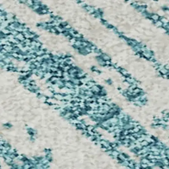 Teal And Ivory Striped Washable Area Rug With UV Protection Photo 4