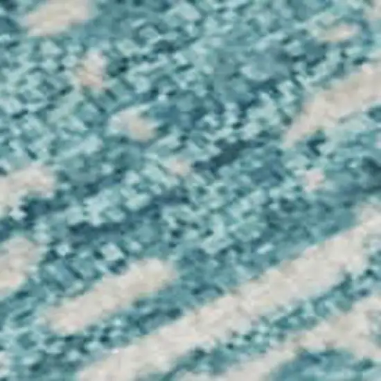 Teal And Ivory Striped Washable Area Rug With UV Protection Photo 3