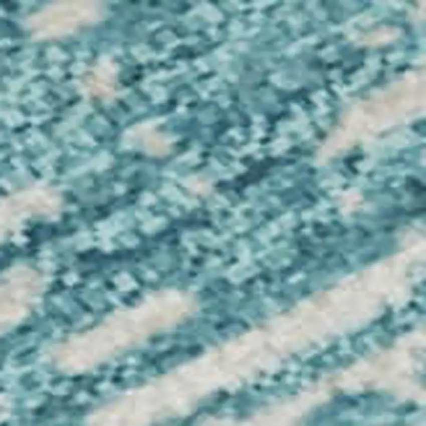 Teal And Ivory Striped Washable Area Rug With UV Protection Photo 3