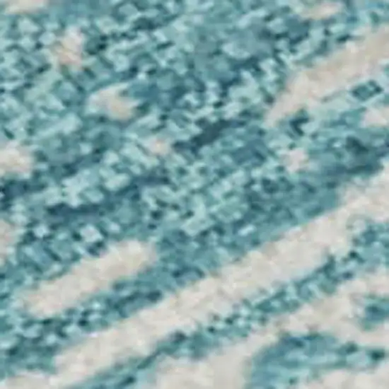 Teal And Ivory Striped Washable Area Rug With UV Protection Photo 3