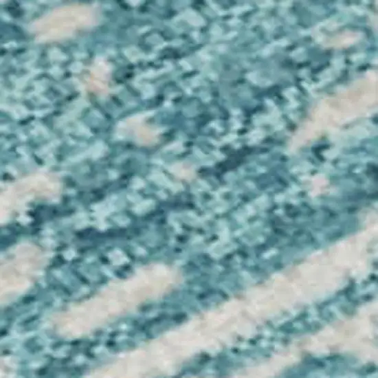 Teal And Ivory Striped Washable Area Rug With UV Protection Photo 3