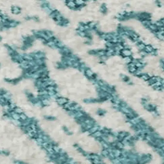 Teal And Ivory Striped Washable Area Rug With UV Protection Photo 3