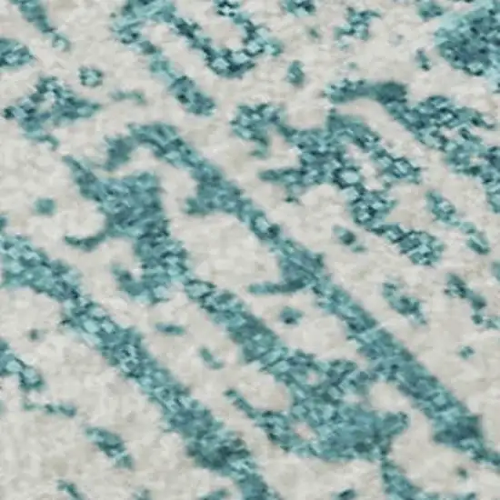 Teal And Ivory Striped Washable Area Rug With UV Protection Photo 4