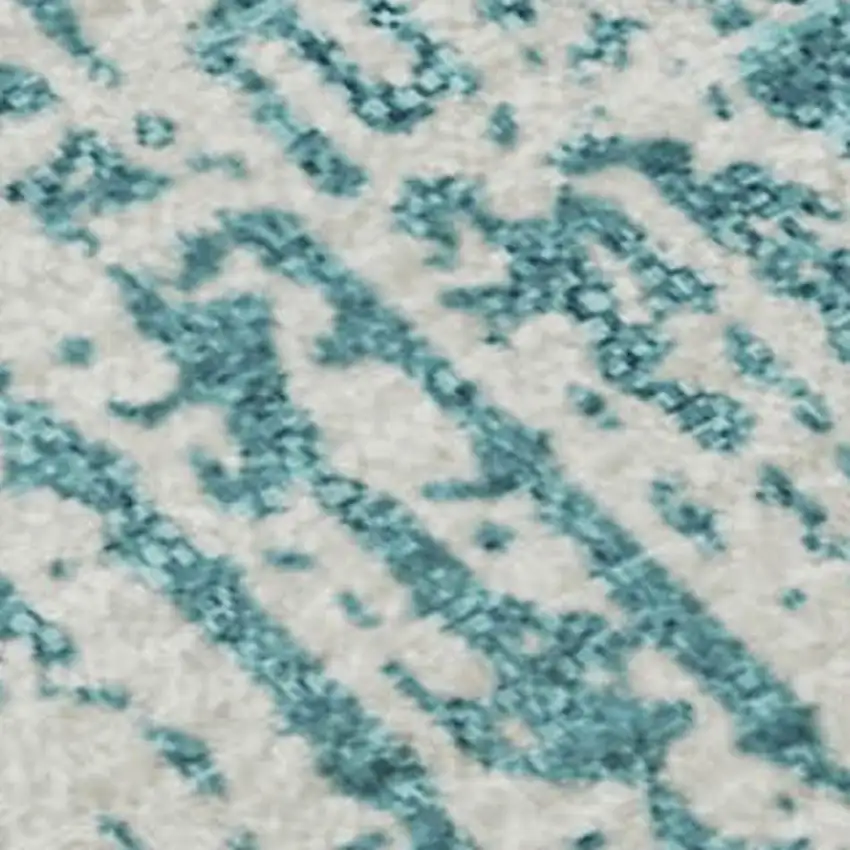 Teal And Ivory Striped Washable Area Rug With UV Protection Photo 3