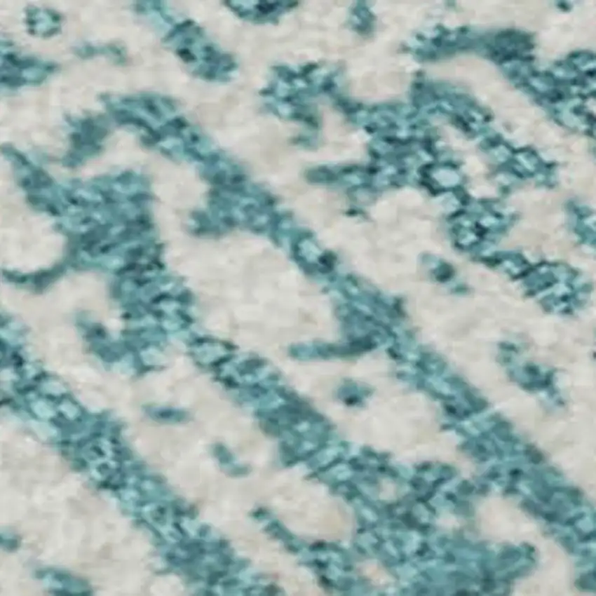 Teal And Ivory Striped Washable Area Rug With UV Protection Photo 3