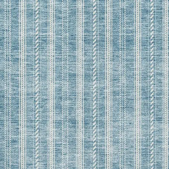 Teal And Ivory Striped Washable Area Rug With UV Protection Photo 2