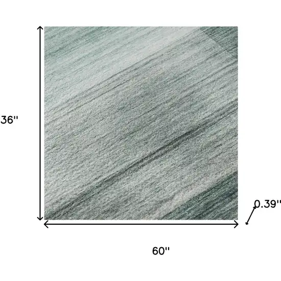 Teal And Ivory Striped Washable Area Rug With UV Protection Photo 9