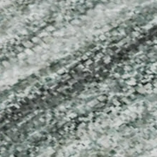 Teal And Ivory Striped Washable Area Rug With UV Protection Photo 1