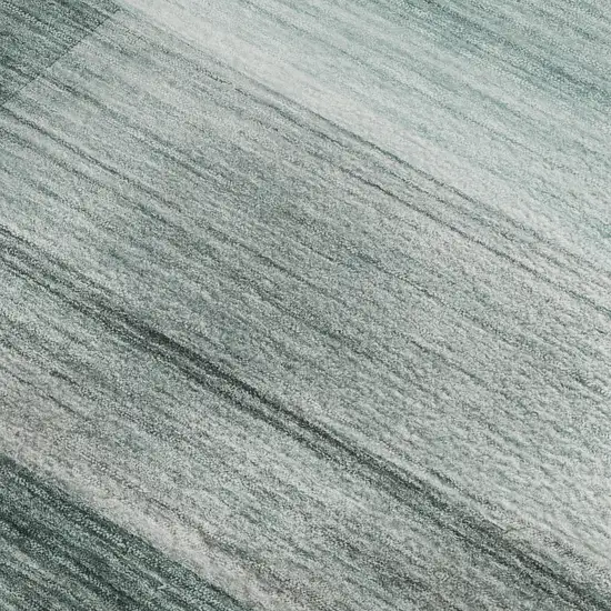 Teal And Ivory Striped Washable Area Rug With UV Protection Photo 4