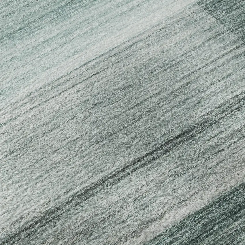 Teal And Ivory Striped Washable Area Rug With UV Protection Photo 1