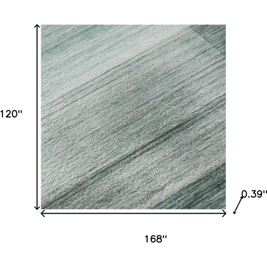 Teal And Ivory Striped Washable Area Rug With UV Protection Photo 9