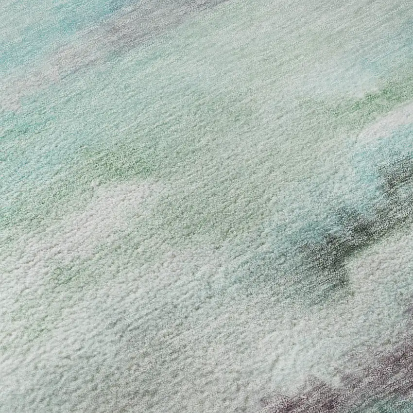 Teal And Ivory Striped Washable Area Rug With UV Protection Photo 8