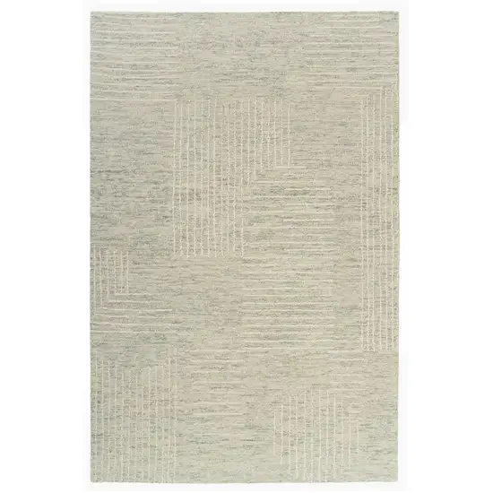 Teal And Ivory Wool Geometric Hand Tufted Square Rug Photo 2