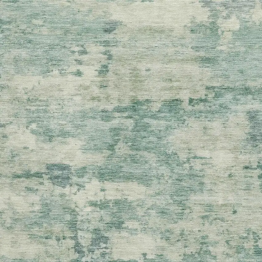 Teal And Linen Abstract Washable Area Rug With UV Protection Photo 3